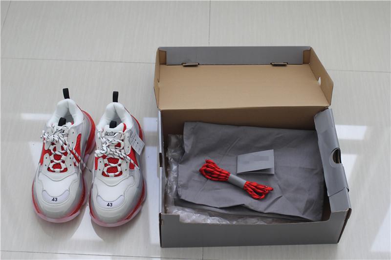 PK GOD PARIS TRIPLE S CLEAR SOLE TRAINER 19ss Red and White READY TO SHIP